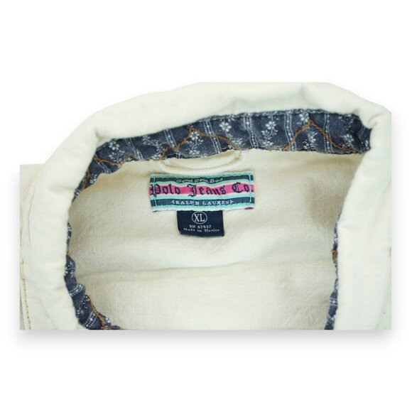Ralph Lauren RL Polo Jeans Barton Military Denim Jacket Women's Size‎ XL Ivory - Picture 5 of 7